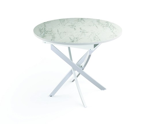 Стол обеденный 55.04 Адажио, мрамор белый/белый/металл белый в Самаре - изображение