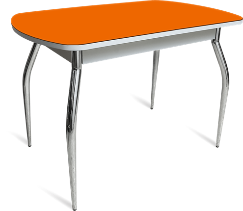 Кухонный обеденный стол ПГ-06 СТ1 белое/оранжевое/35 хром фигурные гнутые в Самаре - изображение