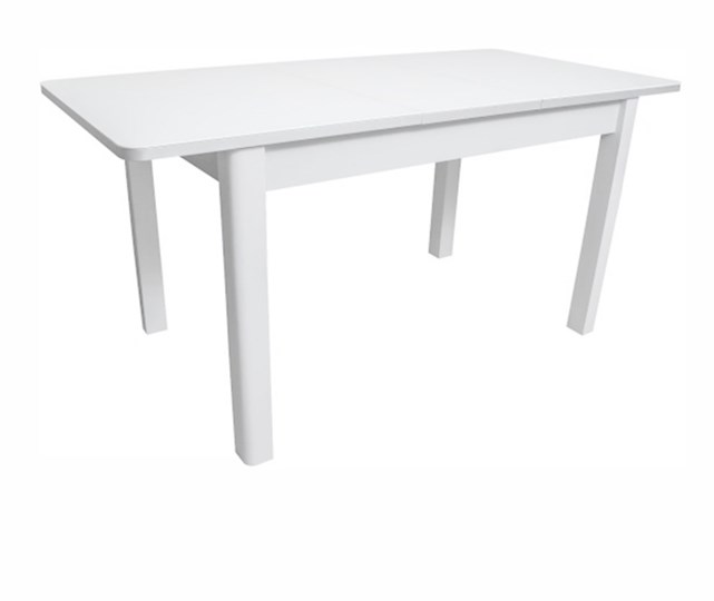 Обеденный раздвижной стол Айсберг-07 СТ1, белое ЛДСП/стекло белое/прямые массив белый в Самаре - изображение 1