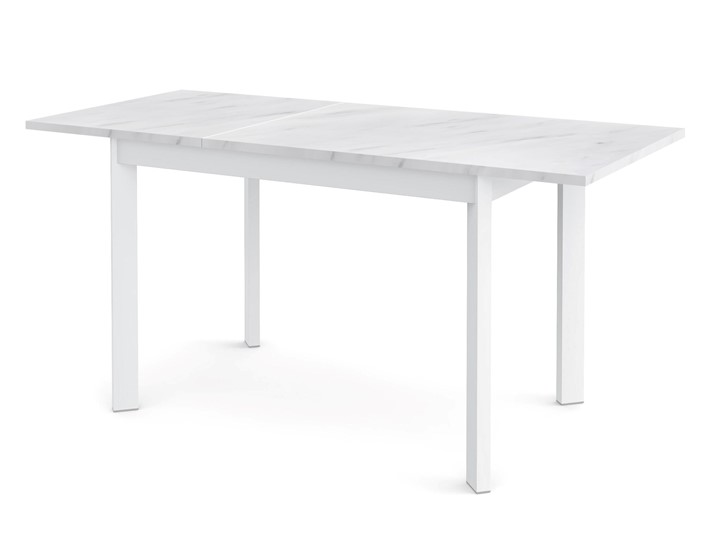 Кухонный стол раскладной Dikline L110 Мрамор белый/ножки белые в Тольятти - изображение 1