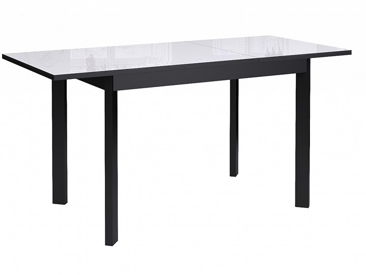 Кухонный раздвижной стол Dikline Ls110, стекло белое/ножки черные в Самаре - изображение 1