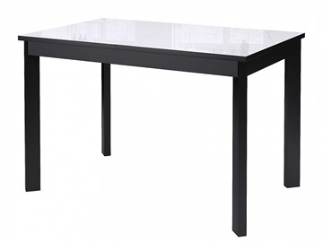 Кухонный раздвижной стол Dikline Ls110, стекло белое/ножки черные в Самаре - предосмотр