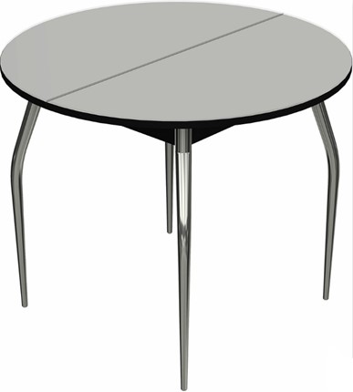 Раздвижной стол Ривьера исп. круг хром №5 (стекло белое/черный) в Сызрани - изображение