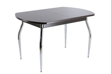 Кухонный стол раскладной ПГ-02 СТ1 венге/черное стекло/хром фигурные в Сызрани