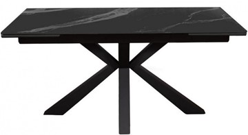 Стол обеденный раздвижной DikLine SFE140 Керамика Черный мрамор/подстолье черное/опоры черные (2 уп.) в Самаре - предосмотр 1