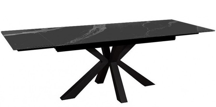 Стол обеденный раздвижной DikLine SFE140 Керамика Черный мрамор/подстолье черное/опоры черные (2 уп.) в Самаре - изображение 3
