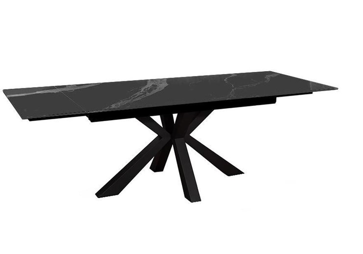 Стол обеденный раздвижной DikLine SFE160 Керамика Черный мрамор/подстолье черное/опоры черные (2 уп.) в Самаре - изображение 2