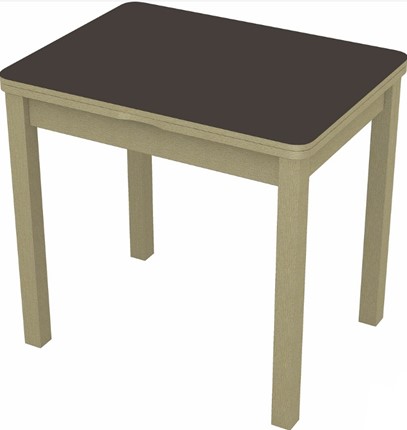Кухонный стол раскладной Бари дерево №8 (стекло коричневое/дуб выбеленный) в Самаре - изображение