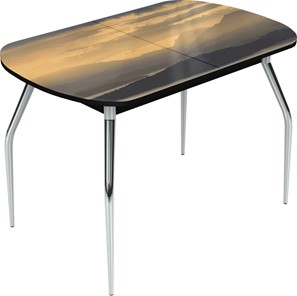 Обеденный раздвижной стол Ривьера исп.2 хром №5 (Exclusive h184/черный) в Самаре