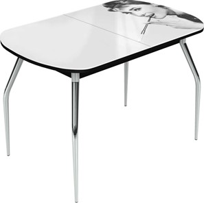 Кухонный раскладной стол Ривьера исп.2 хром №5 (Exclusive h111/черный) в Самаре