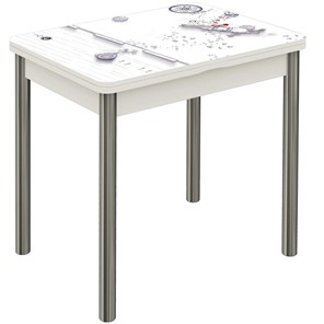 Кухонный стол раскладной Бари хром №6 (Exclusive h174/белый) в Тольятти