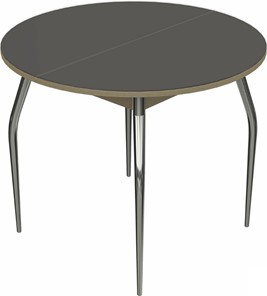 Обеденный раздвижной стол Ривьера исп. круг хром №5 (стекло коричневое/дуб выбеленный) в Тольятти