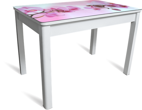 Раздвижной стол Айсберг-02 СТФ, белое лдсп/орхидея/40 прямые массив белые в Самаре - изображение
