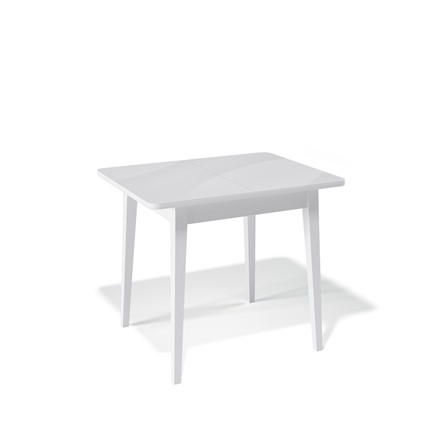 Кухонный стол раздвижной Kenner 900M (Белый/Стекло белое глянец) в Тольятти - изображение