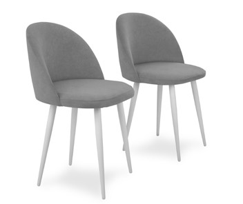 Комплект из 2-х  мягких стульев для кухни Лайт серый белые ножки в Тольятти