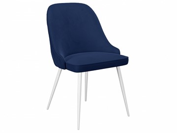 Обеденный стул 256, микровелюр К17 синий, ножки белые в Самаре