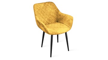 Обеденный стул Дастин К1С (Черный муар/Микровелюр Wellmart Yellow) в Самаре
