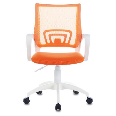 Кресло Brabix Fly MG-396W (с подлокотниками, пластик белый, сетка, оранжевое) 532401 в Тольятти - изображение 1