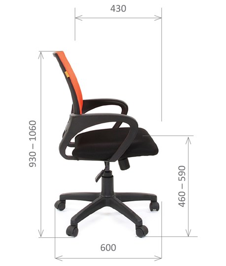 Компьютерное кресло CHAIRMAN 696 black Сетчатый акрил DW66 оранжевый в Самаре - изображение 2