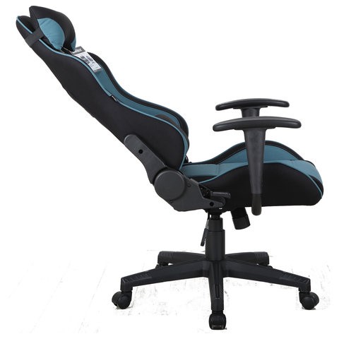 Кресло компьютерное Brabix GT Racer GM-100 (две подушки, ткань, черное/голубое) 531818 в Тольятти - изображение 3