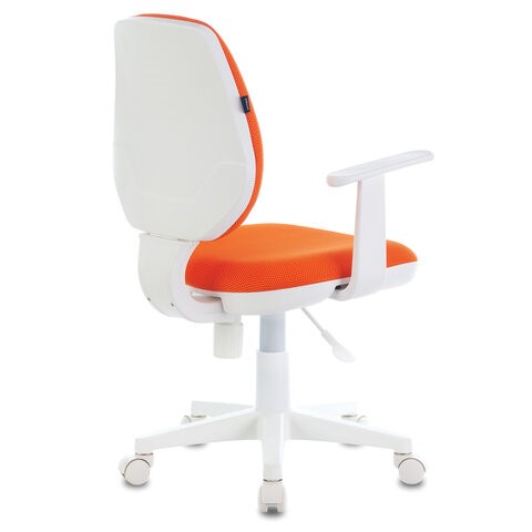 Кресло компьютерное Brabix Fancy MG-201W (с подлокотниками, пластик белый, оранжевое) 532410 в Тольятти - изображение 2