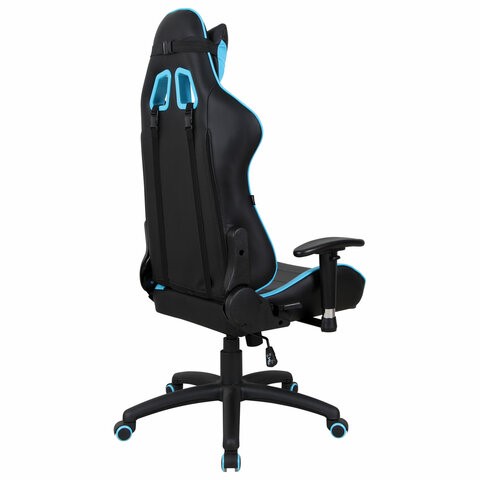 Кресло офисное Brabix GT Master GM-110 (две подушки, экокожа, черное/голубое) 531928 в Тольятти - изображение 2