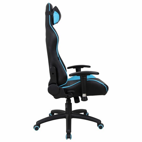 Кресло офисное Brabix GT Master GM-110 (две подушки, экокожа, черное/голубое) 531928 в Тольятти - изображение 1