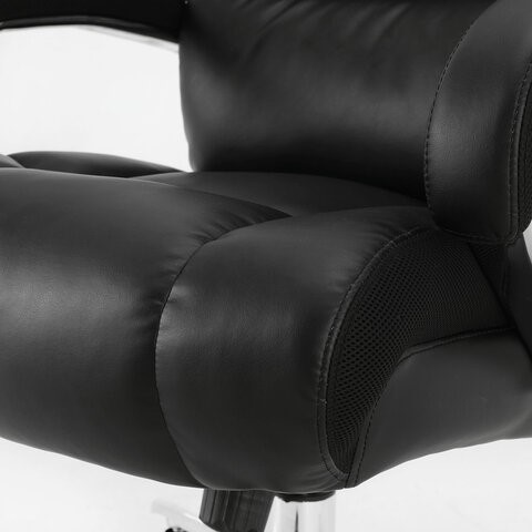 Кресло компьютерное Brabix Premium Bomer HD-007 (рециклированная кожа, хром, черное) 531939 в Тольятти - изображение 3