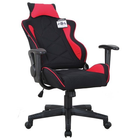 Кресло офисное Brabix GT Racer GM-100 (подушка, ткань, черное/красное) 531820 в Тольятти - изображение 1