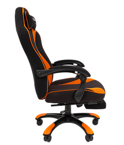 Кресло игровое CHAIRMAN GAME 35 с выдвижной подставкой для ног Ткань черная / Ткань оранжевая в Тольятти - предосмотр 2