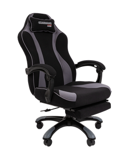 Кресло игровое CHAIRMAN GAME 35 с выдвижной подставкой для ног Ткань черная / Ткань св.серая в Самаре