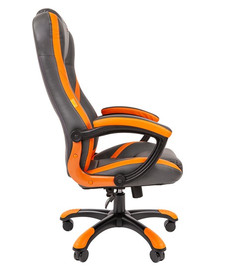 Кресло компьютерное CHAIRMAN GAME 22 эко кожа, серый/оранжевый в Тольятти - изображение 4