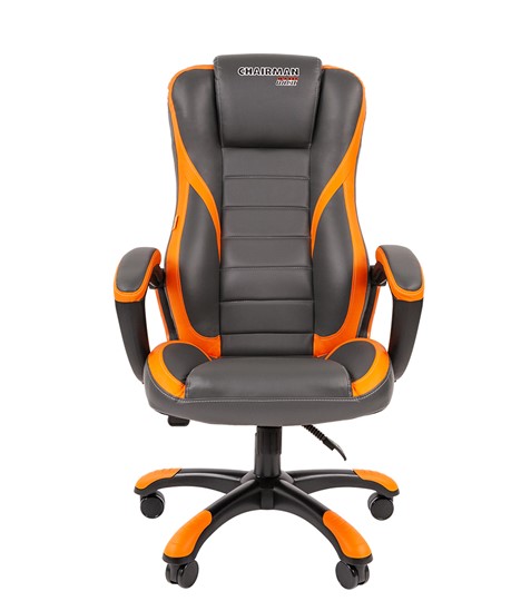 Кресло компьютерное CHAIRMAN GAME 22 эко кожа, серый/оранжевый в Тольятти - изображение 3