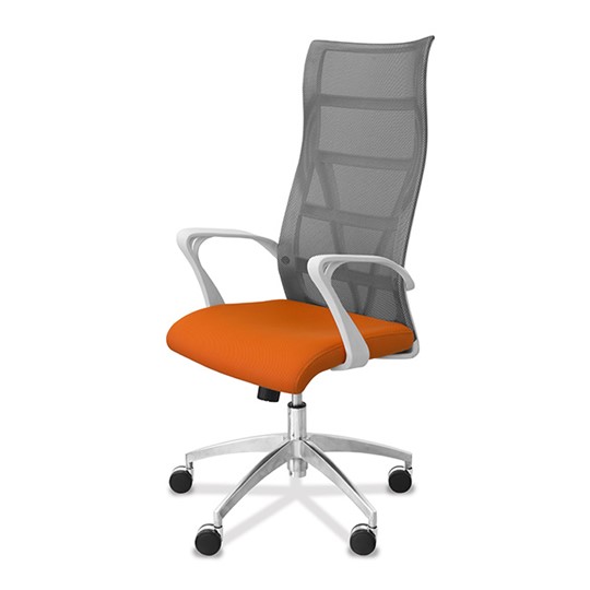 Кресло в офис Топ X белый каркас, сетка/ткань TW / серая/оранжевая в Тольятти - изображение 2