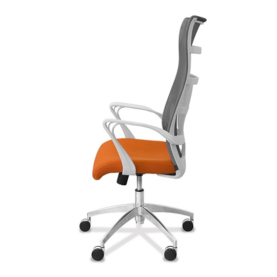 Кресло в офис Топ X белый каркас, сетка/ткань TW / серая/оранжевая в Тольятти - изображение 3