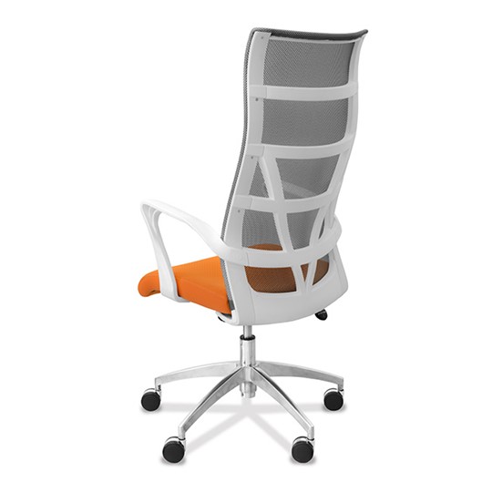 Кресло в офис Топ X белый каркас, сетка/ткань TW / серая/оранжевая в Тольятти - изображение 4
