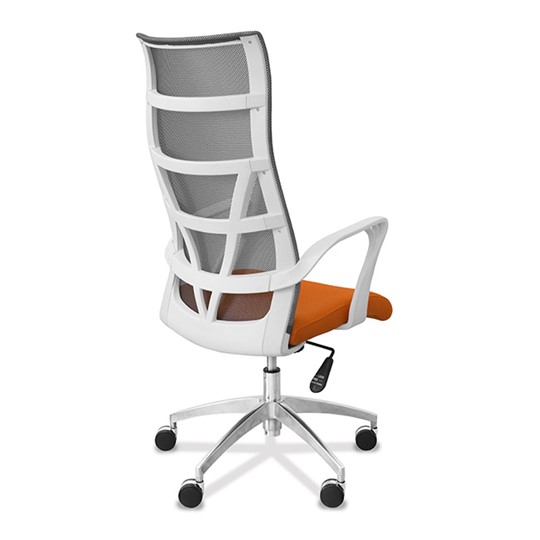 Кресло в офис Топ X белый каркас, сетка/ткань TW / серая/оранжевая в Тольятти - изображение 6