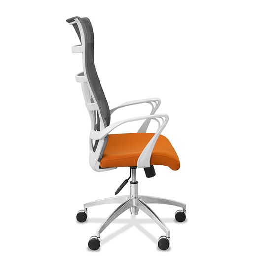 Кресло в офис Топ X белый каркас, сетка/ткань TW / серая/оранжевая в Тольятти - изображение 7