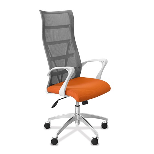 Кресло в офис Топ X белый каркас, сетка/ткань TW / серая/оранжевая в Тольятти - изображение 8