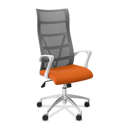 Кресло в офис Топ X белый каркас, сетка/ткань TW / серая/оранжевая в Тольятти - изображение 9