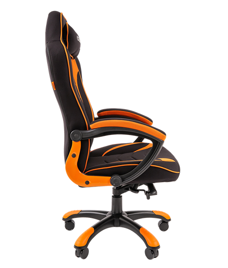 Кресло игровое CHAIRMAN GAME 28 Полиэстер комбинированная ткань оранжевый/черный в Тольятти - изображение 3