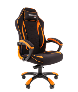 Кресло игровое CHAIRMAN GAME 28 Полиэстер комбинированная ткань оранжевый/черный в Тольятти - предосмотр