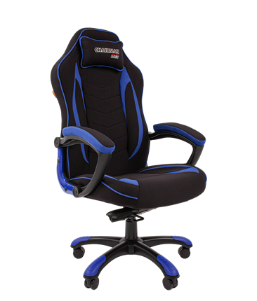 Кресло игровое CHAIRMAN GAME 28 Полиэстер комбинированная ткань синий/черный в Тольятти - изображение