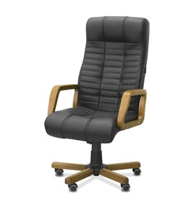 Офисное кресло Атлант W, экокожа премиум / черная CN1114/ дерево - орех в Тольятти - предосмотр 2