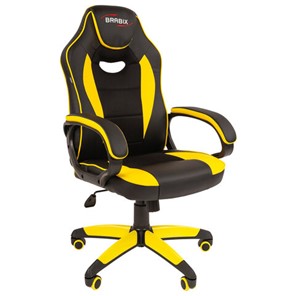 Кресло офисное BRABIX "Blaze GM-162", TW/экокожа, черное/желтое, 532579, 7083507 в Самаре