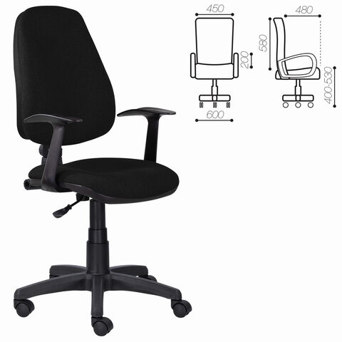 Кресло в офис Brabix Comfort MG-321, регулируемая эргономичная спинка, ткань, черное в Тольятти - изображение 5