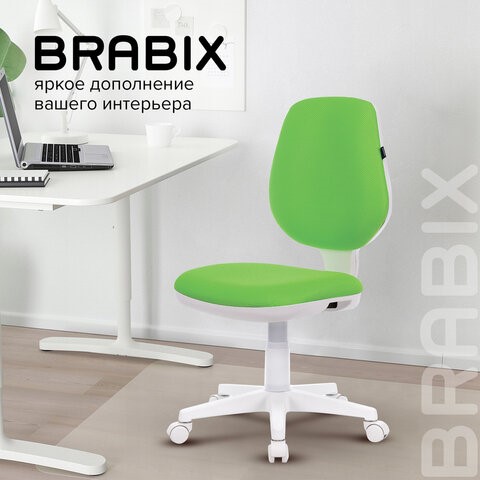 Кресло компьютерное Brabix Fancy MG-201W (без подлокотников, пластик белый, салатовое) 532414 в Самаре - изображение 10