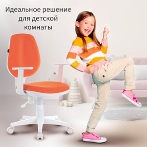 Кресло компьютерное Brabix Fancy MG-201W (с подлокотниками, пластик белый, оранжевое) 532410 в Тольятти - предосмотр 5