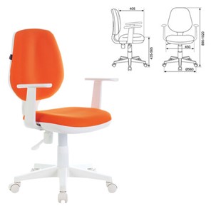 Кресло компьютерное Brabix Fancy MG-201W (с подлокотниками, пластик белый, оранжевое) 532410 в Тольятти - предосмотр 3