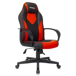 Кресло офисное BRABIX "Game GM-017", экокожа/ткань, черное/красное, 532642, GM-017_532642 в Тольятти